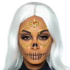Ansiktssmycken Sugar Skull Guld Deluxe