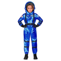 Astronaut Blå Metallic Barn Maskeraddräkt