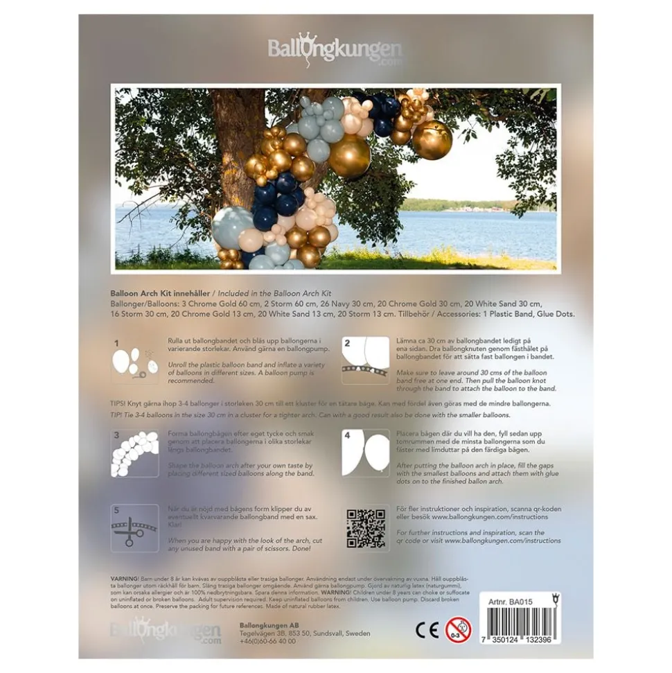 Ballongbåge Blå/Guld/Beige