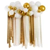 Ballongbåge med Streamers Vit/Guld Metallic