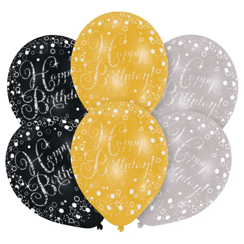 Ballonger Happy Birthday Guld/Silver/Svart