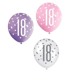 Ballonger 18 Rosa/Lila/Vit
