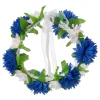 Blomsterkrans Blå/Vit med Sidenband