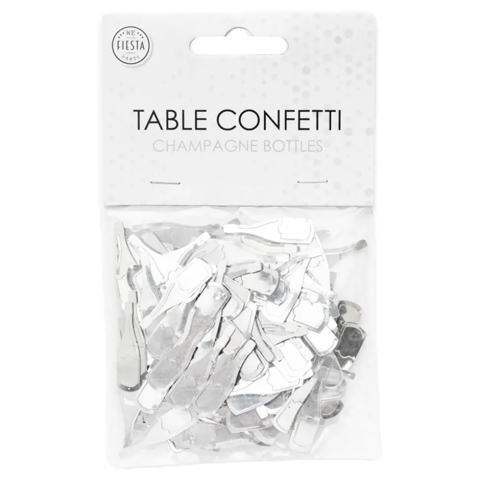 Bordskonfetti Champagneflaskor Silver Metallic