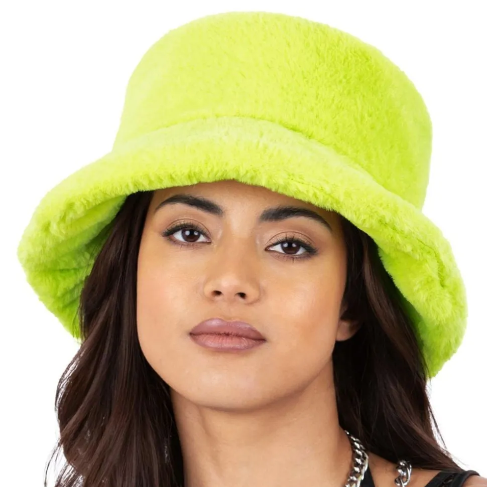 Bucket Hat i Fuskpäls Grön