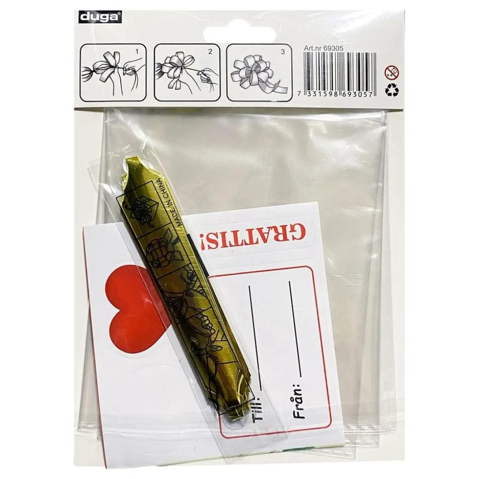 Cellofanpåse med Rosett och Stickers
