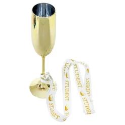 Champagneglas Student Guld med Band