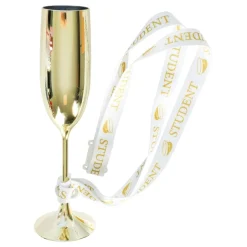Champagneglas Student Guld med Band