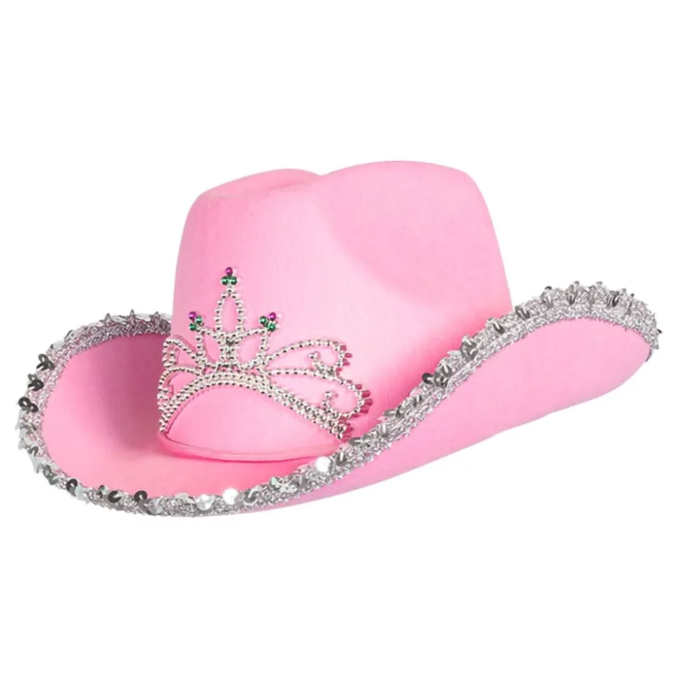 Cowboyhatt Rosa med Tiara för Barn