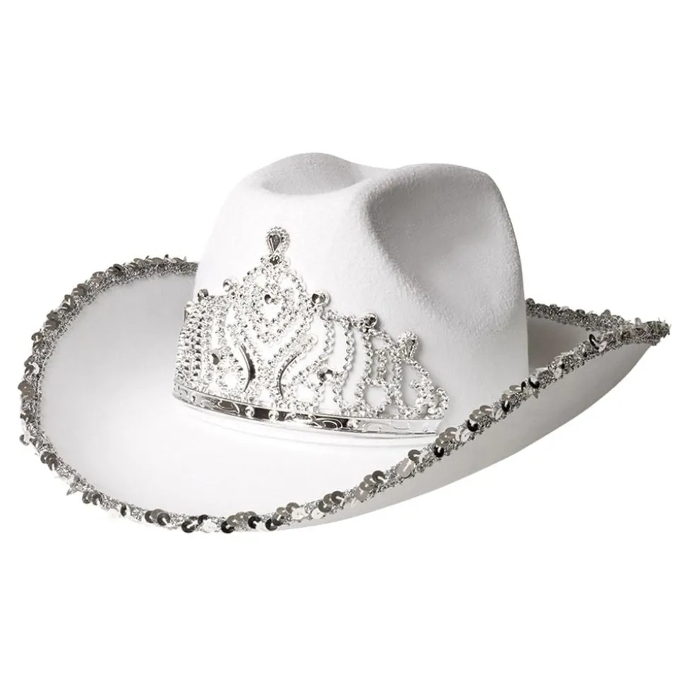 Cowboyhatt Vit med Tiara
