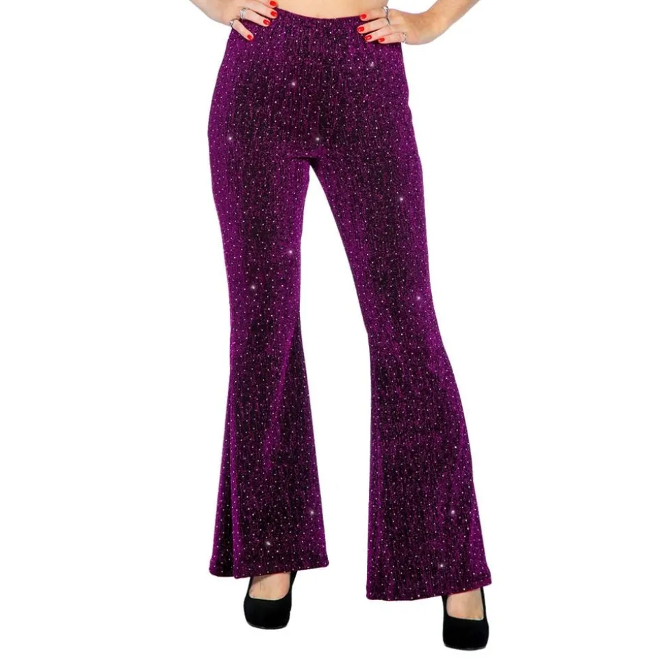 Discobyxor Utsvängda Glitter Mörkrosa Dam