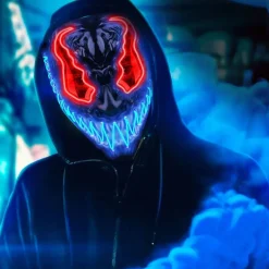 El Wire Demon Röd/Blå LED Mask