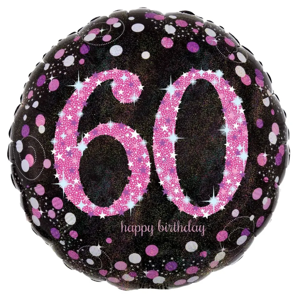 Folieballong 60 Happy Birthday Rosa Sparkling