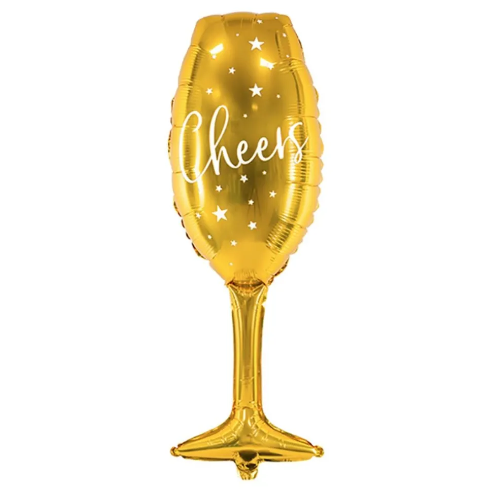 Folieballong Cheers Champagneglas Guld