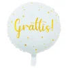 Folieballong Grattis Vit/Guld