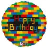 Folieballong Happy Birthday Byggklossar