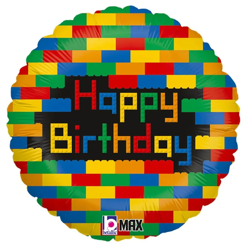 Folieballong Happy Birthday Byggklossar