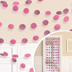 Girlanger Cirklar Rosa Glitter