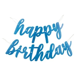 Girlang Happy Birthday Blå Glittrig