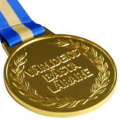 Guldmedalj Världens Bästa Lärare med Blågult Band