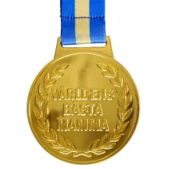 Guldmedalj Världens Bästa Mamma med Blågult Band