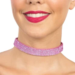 Halsband Choker med Strass Rosa