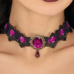 Halsband Choker Spets Lila/Svart