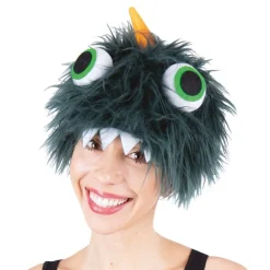 Hatt Fluffigt Monster Mörkgrön