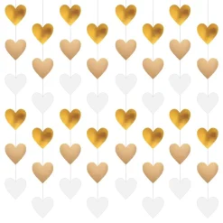 Hängande Hjärtan Guld/Vit Takdekorationer
