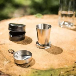 Hopfällbart Shotglas med Läderfodral