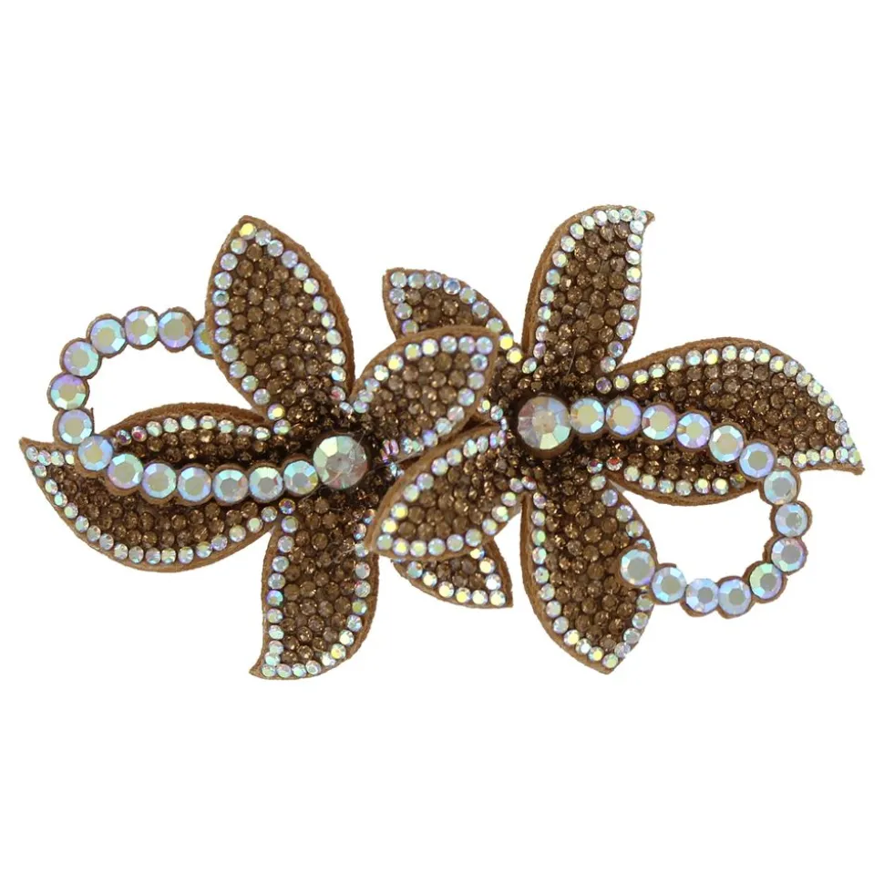 Hårspänne Blommor med Strass Guld Deluxe