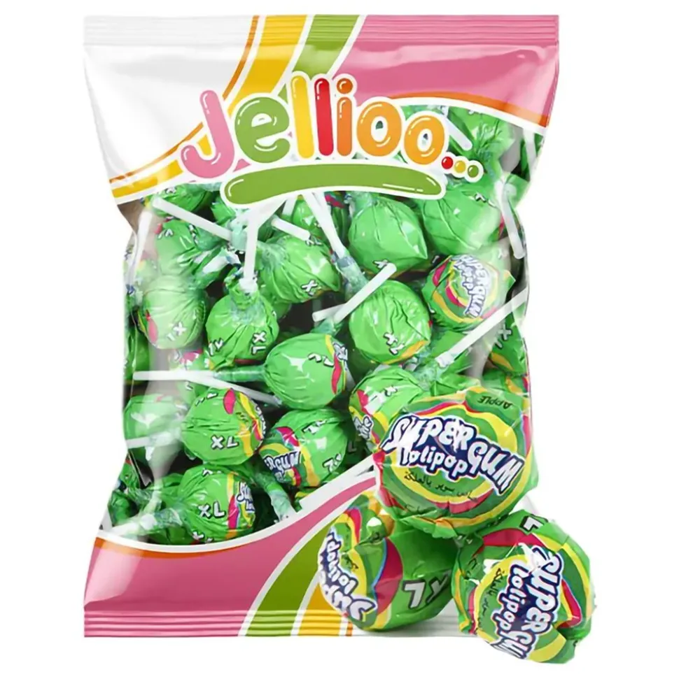 Jellioo Super Gum Lollipop Green Apple Storpack