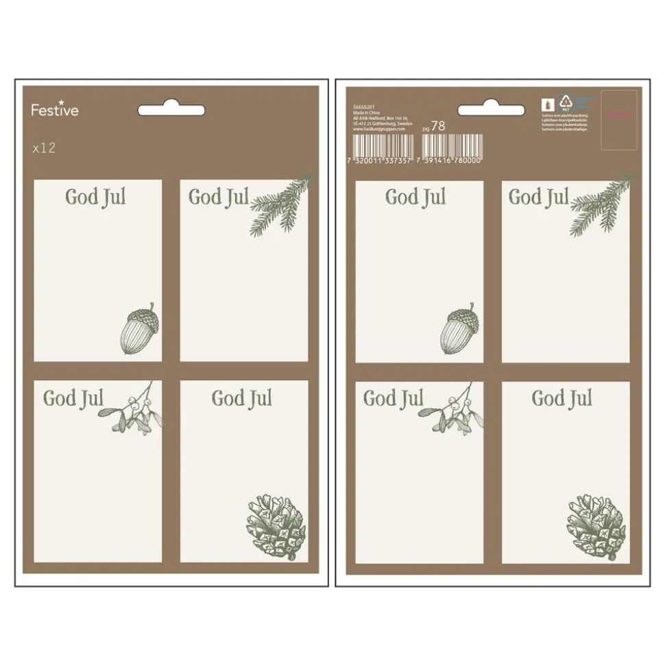Juletiketter God Jul Brun