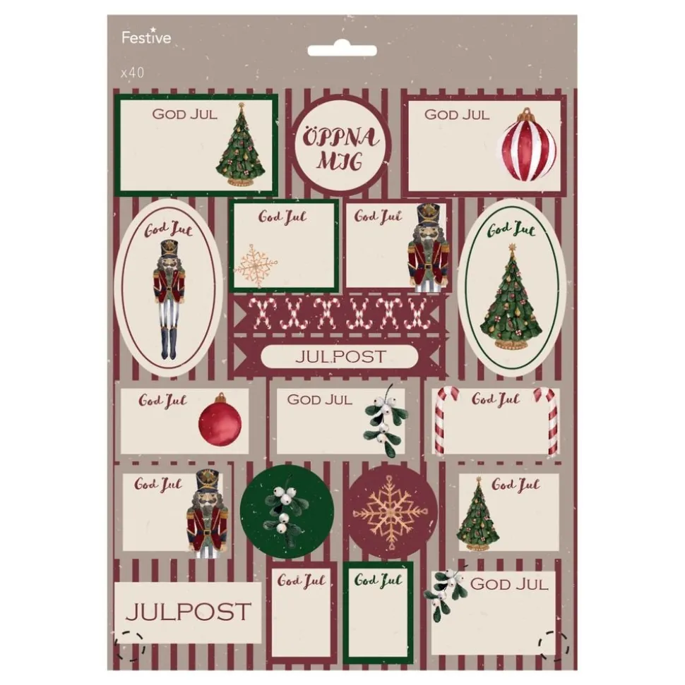 Juletiketter God Jul Motiv
