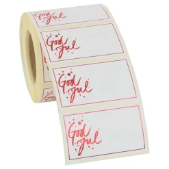 Juletiketter God Jul på Rulle Röd