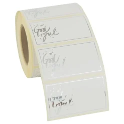 Juletiketter God Jul på Rulle Silver