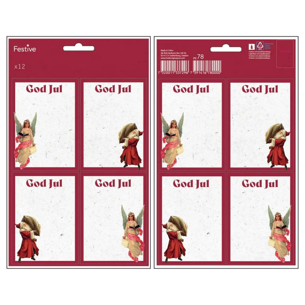 Juletiketter God Jul Röd