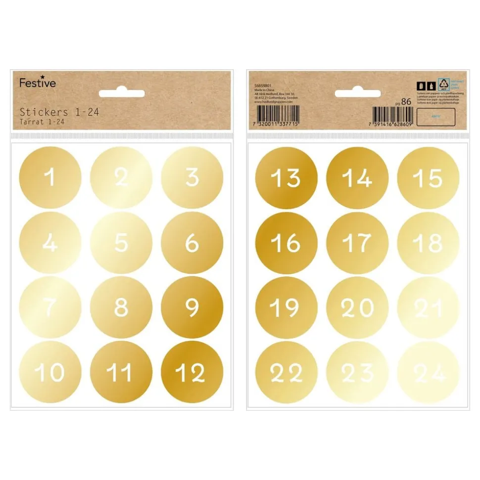 Julstickers med Siffror Guld