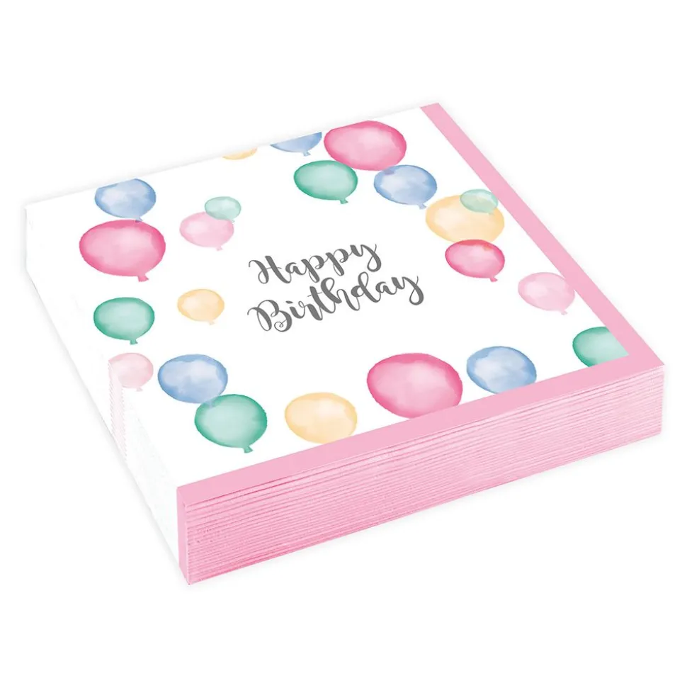 Kaffeservetter Ballonger Happy Birthday Pastell
