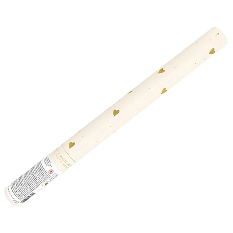 Konfettirör Hjärtan Guld/Vit