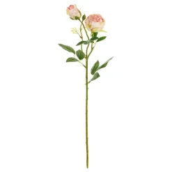 Konstgjord Ros med Två Knoppar Rosa