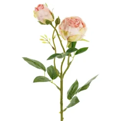 Konstgjord Ros med Två Knoppar Rosa
