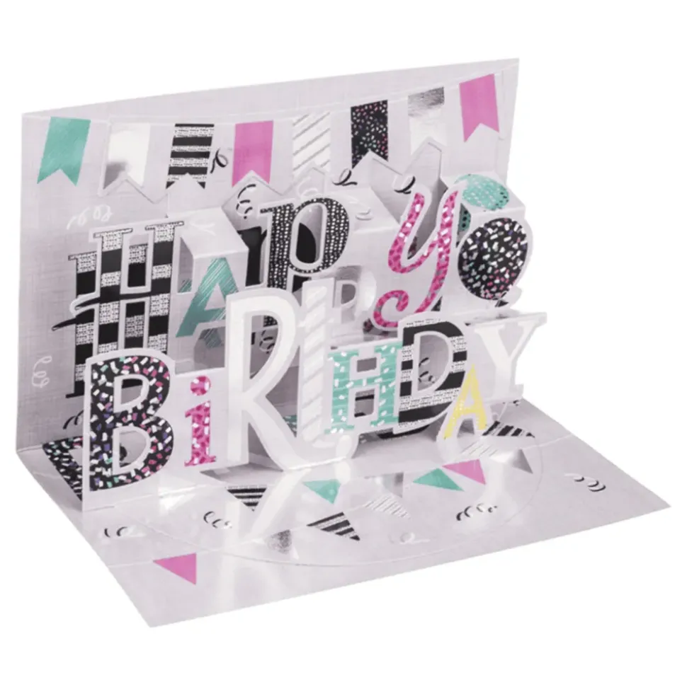 Kort Pop-Up Happy Birthday med Kuvert