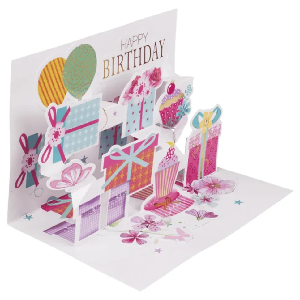 Kort Pop-Up Happy Birthday med Kuvert