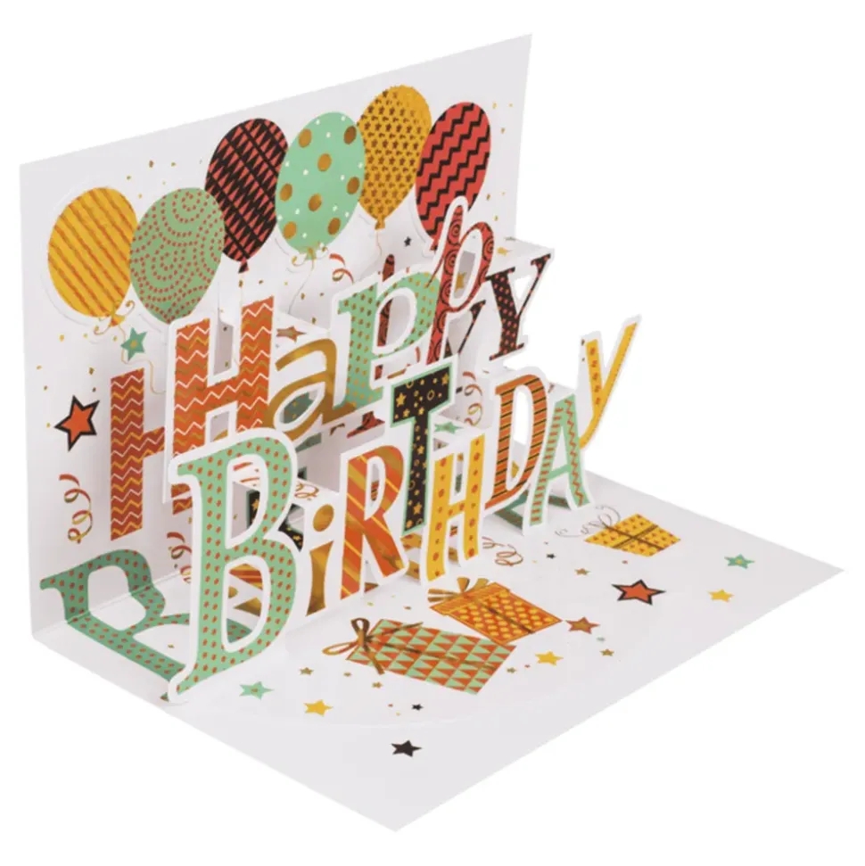 Kort Pop-Up Happy Birthday med Kuvert