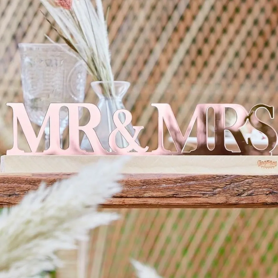 Mr & Mrs Skylt Roséguld Akryl