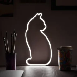 Mustard LED-lampa Katt Neon