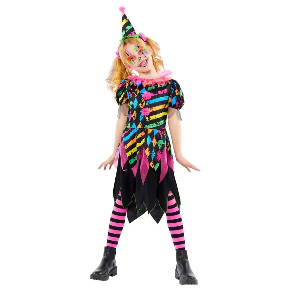 Neon Clown Klänning Barn Maskeraddräkt