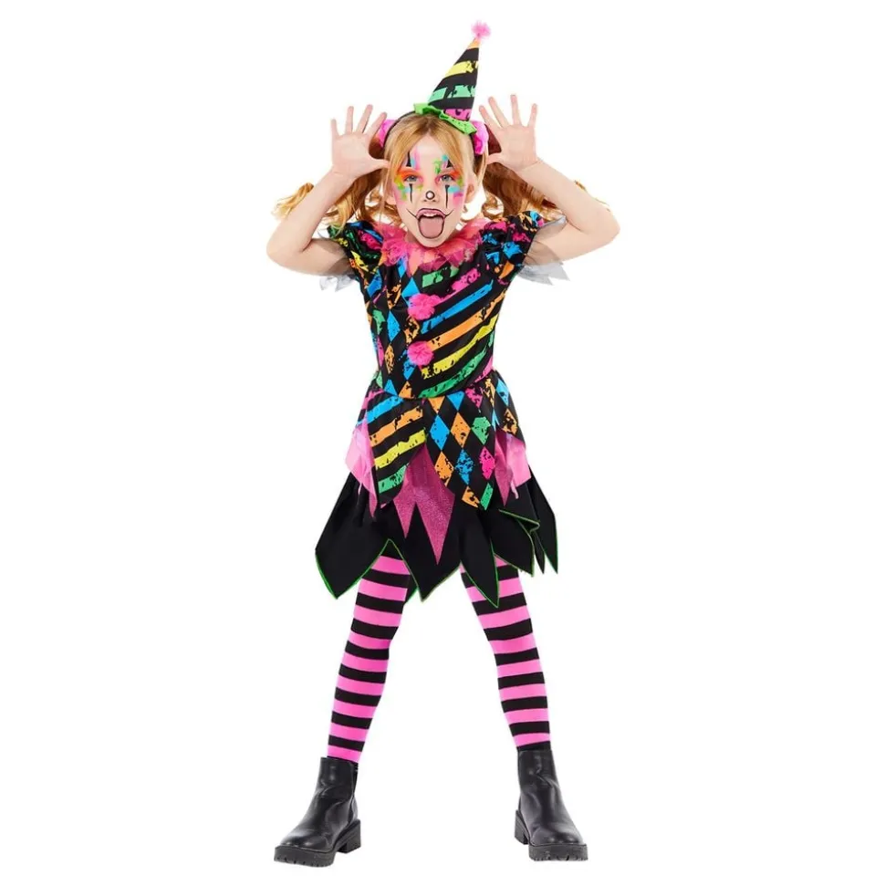 Neon Clown Klänning Barn Maskeraddräkt