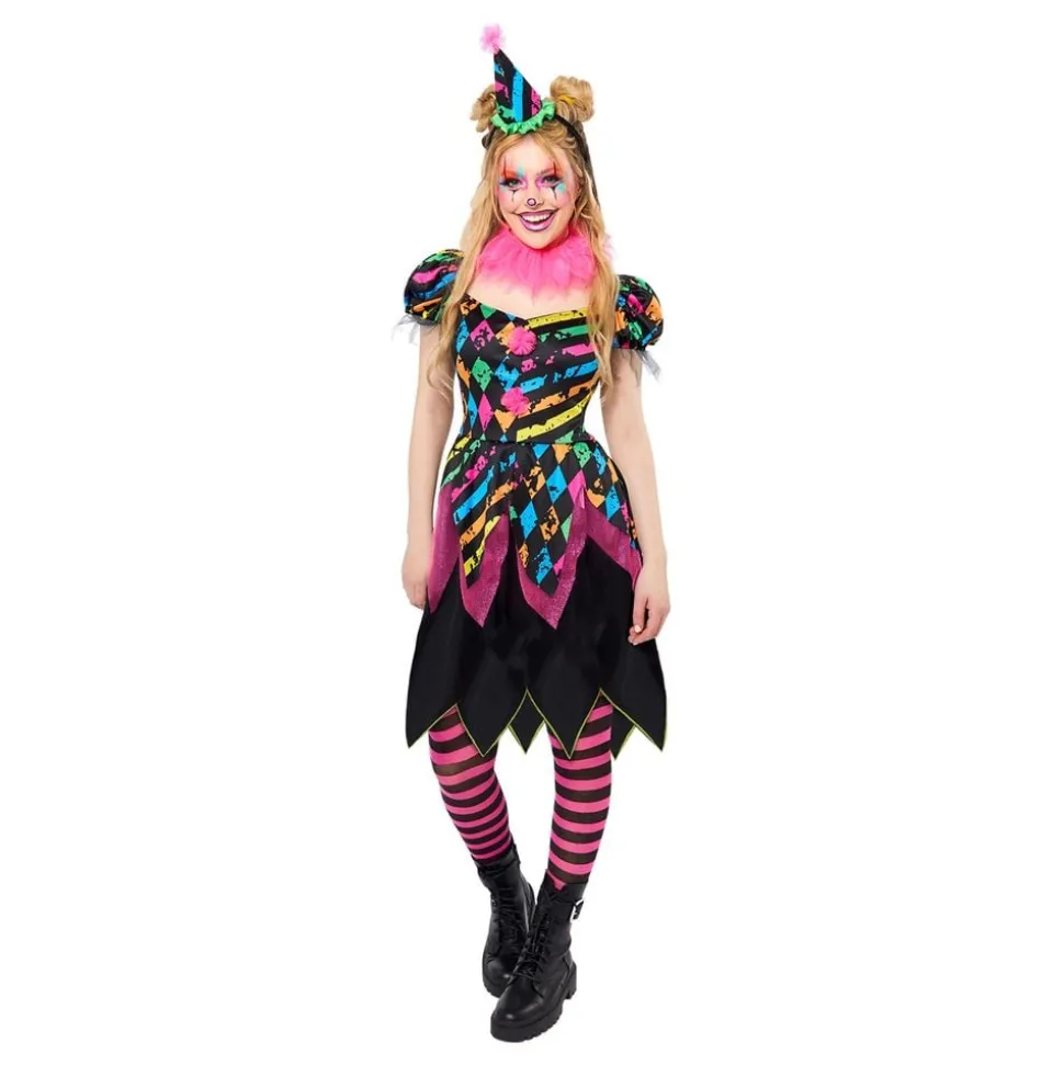 Neon Clown Klänning Maskeraddräkt